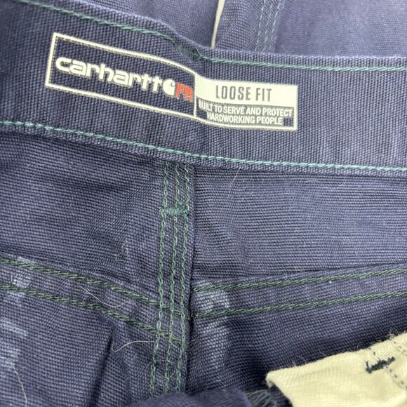 Carhartt FR 34x32 Navy Blue Carpenter CAT2 Loose Fit Denim Jeans - Picture 3 of 7